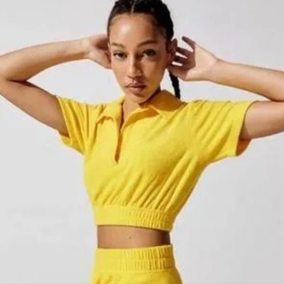 Carbon38,‎  Micro Terry Cropped Top, Yellow, Size XS - Picture 2 of 10